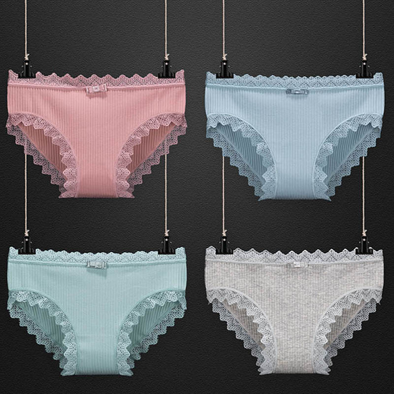 3pcs Lace Panties Underwear Seamless Cute Bow Briefs Soft Comfort Lingerie Female Underpant