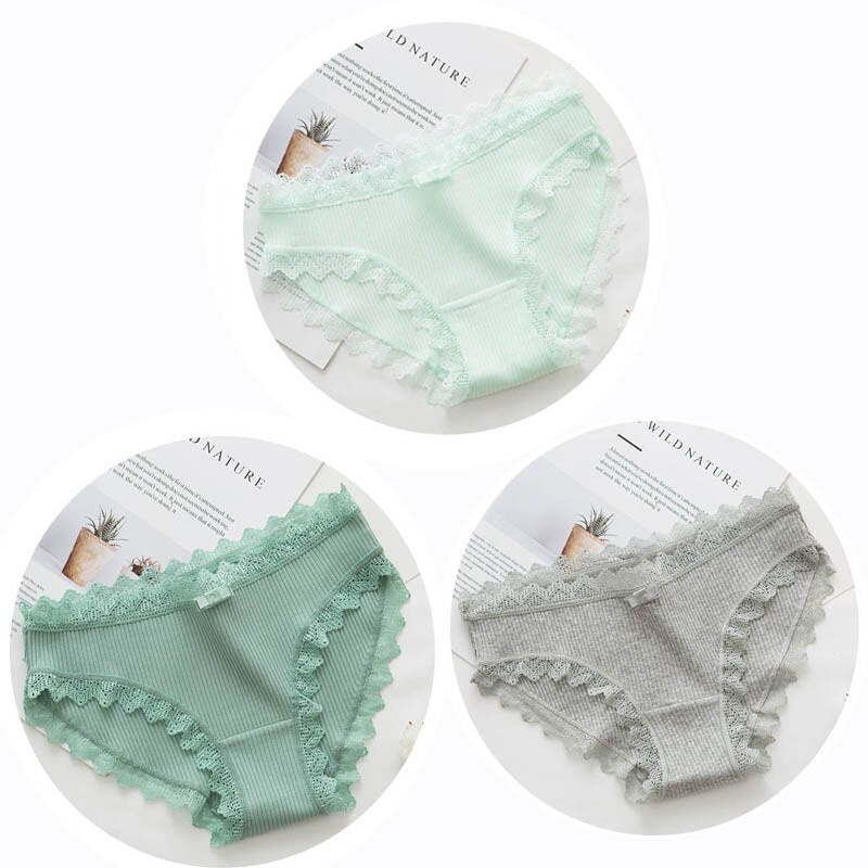 3pcs Lace Panties Underwear Seamless Cute Bow Briefs Soft Comfort Lingerie Female Underpant