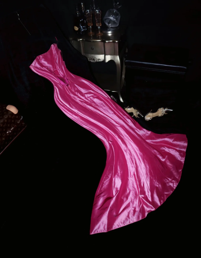 Stylish One Shoulder Hot Pink Satin Mermaid Evening Dress Birthday Outfits D1429