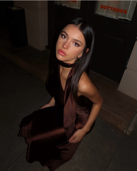 Stylish Halter Sleeveless Brown Satin Mermaid Long Wedding Guest Dress Evening Dress D1652