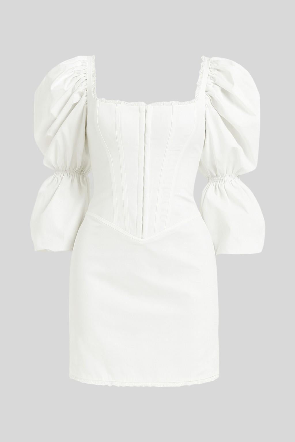 Square Neck Puff Sleeve Corset Mini Dress 3