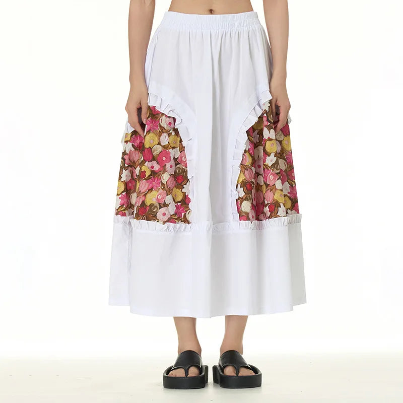 Chic Skirts All Matched Cotton Romantic Maxi High Waist Ruffled