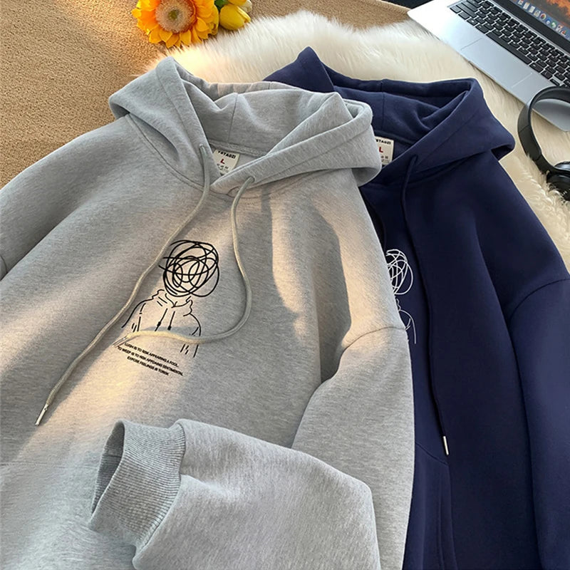 Cartoon Brainstorm Print Hip Hop Hoodie