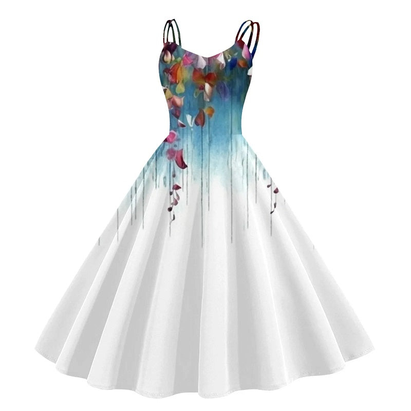 Double Strap Sweetheart Neck Fit and Flare A-Line Midi Dress - View 5