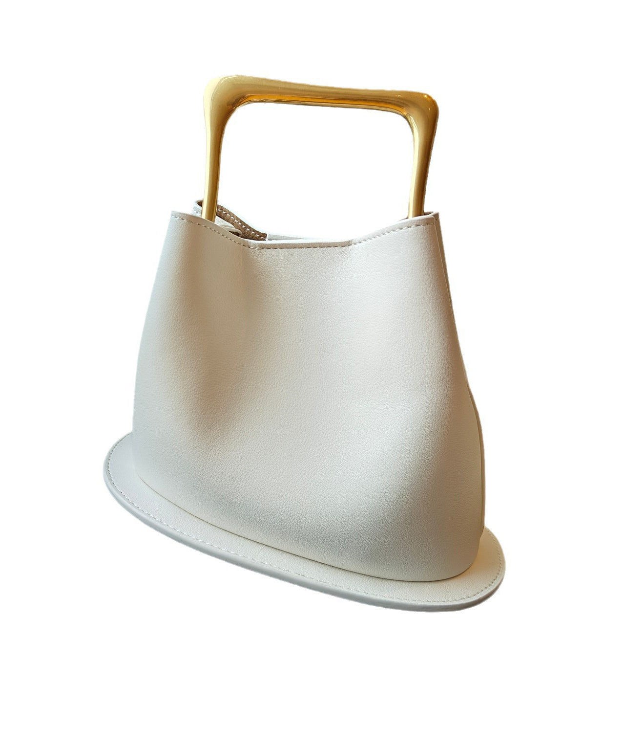 Casual Beige Calf Leather Tote Handbag