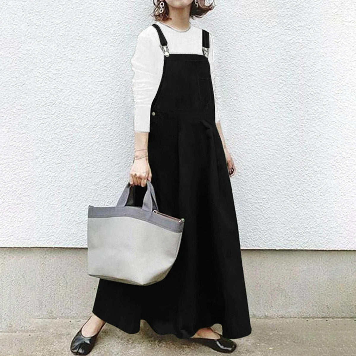 Pinafore Bib-Front Suspender A-Line Maxi Dress 7