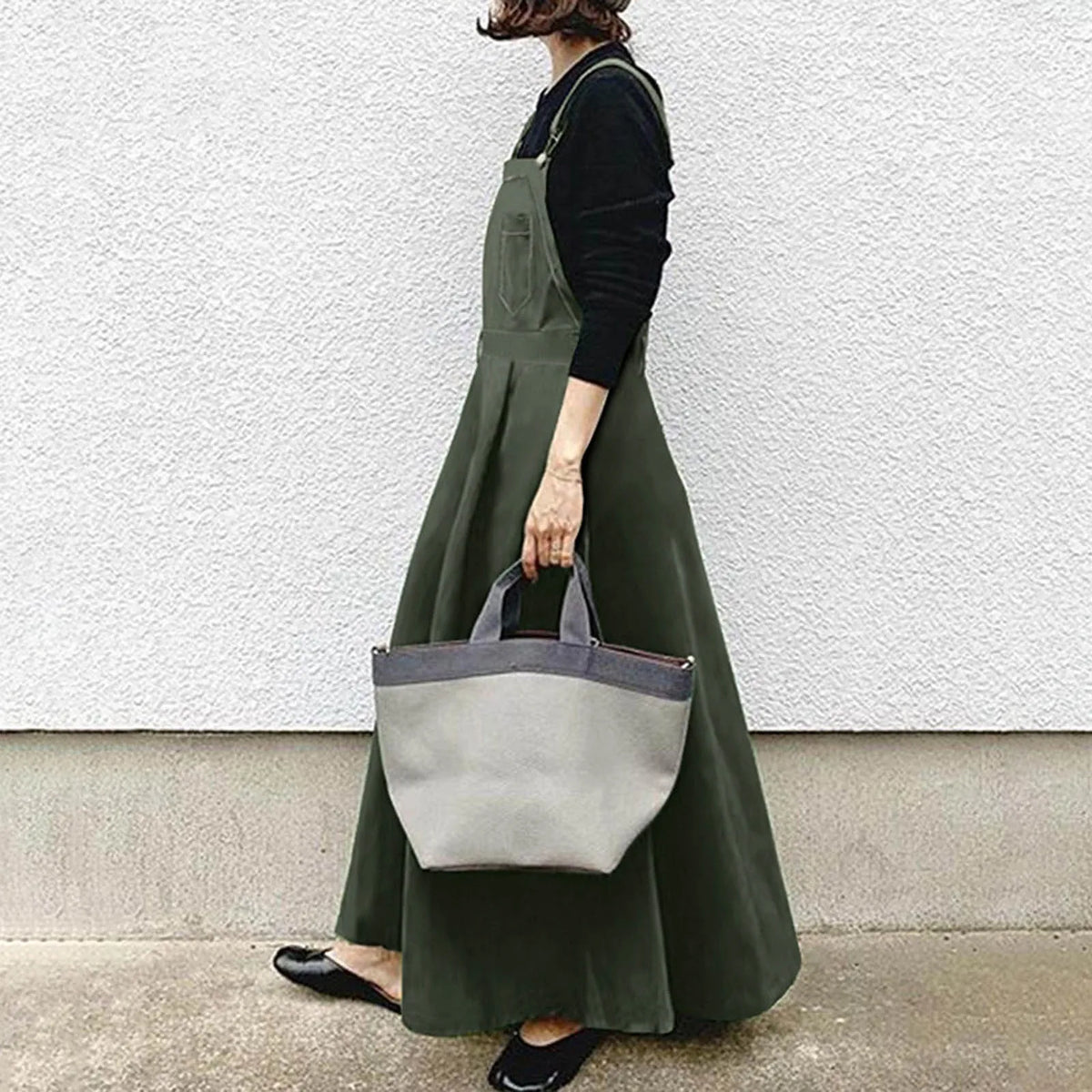 Pinafore Bib-Front Suspender A-Line Maxi Dress 3