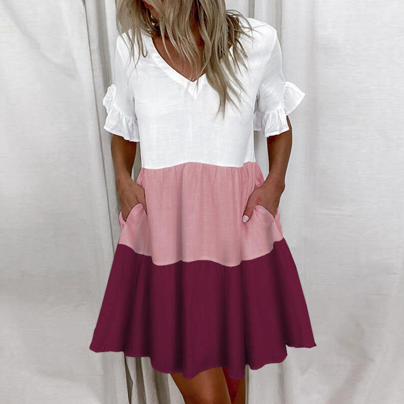 Summer Short Sleeve Floral Print Beach Dresses 13