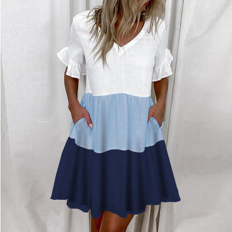 Summer Short Sleeve Floral Print Beach Dresses 2
