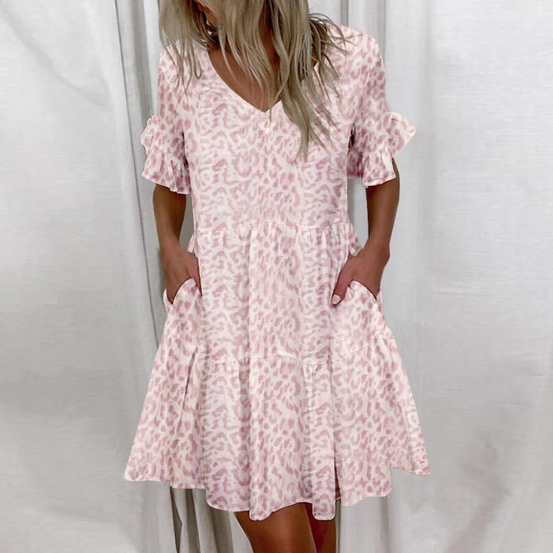 Summer Short Sleeve Floral Print Beach Dresses 10