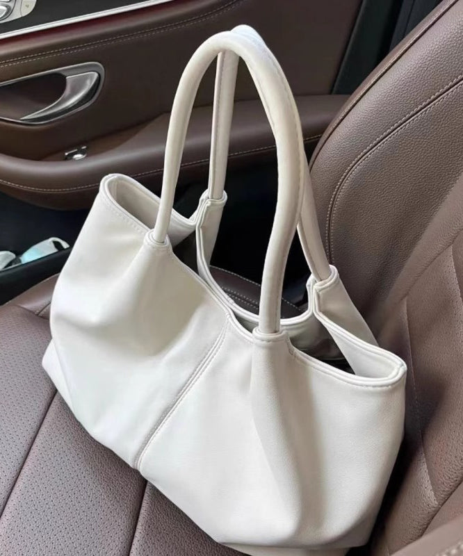 Leather Satchel White Handbag Capacity Large Casual Faux