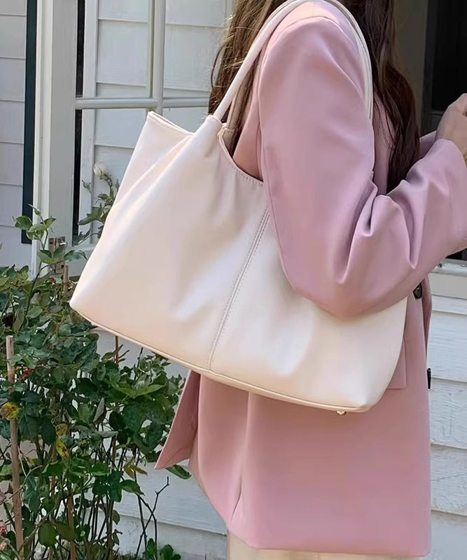 Leather Satchel White Handbag Capacity Large Casual Faux