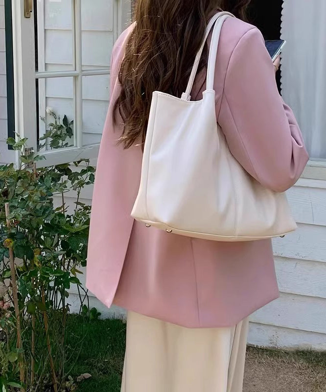 Leather Satchel White Handbag Capacity Large Casual Faux