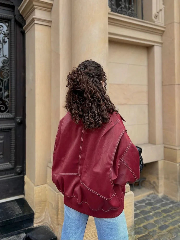 Casual Zipper Solid Retro Lapel Long Sleeved Short Coats - Fashionpara