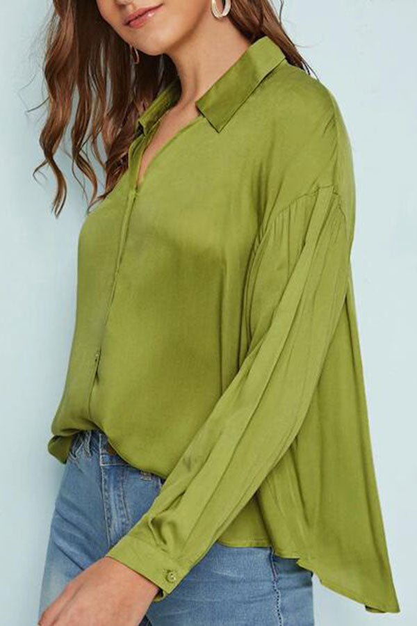 Casual Green V-neck Shirt - Fashionpara