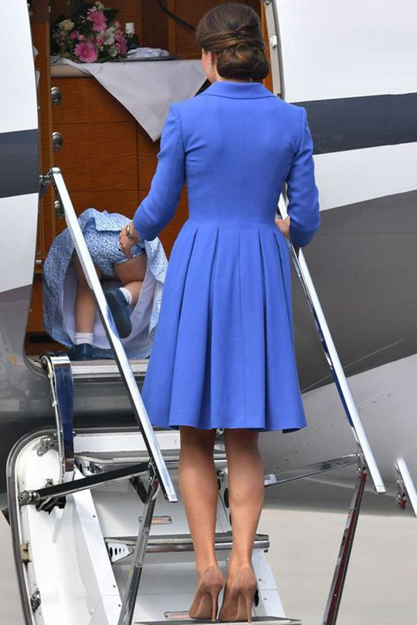 Kate Inspired Blue Long Sleeves Coat Dress