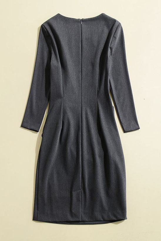 Celebrity Inspired Grey Knee Length Cocktail Dress Fashionpara