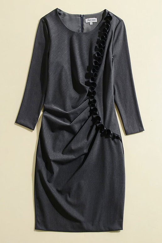 Celebrity Inspired Grey Knee Length Cocktail Dress Fashionpara