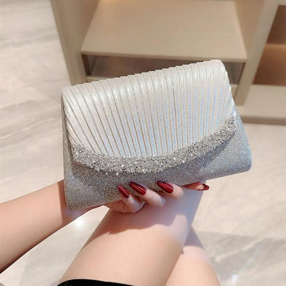 Luxury Glitter Silver Evening Bag Women Shoulder Bag