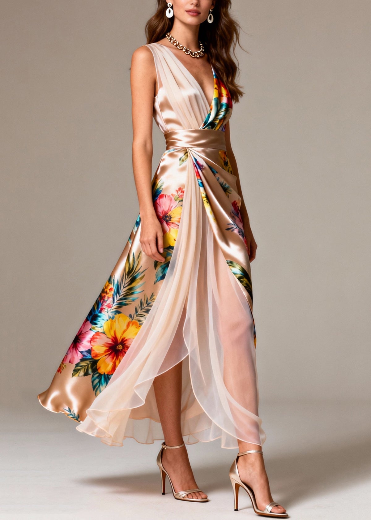 One Shoulder Sleeveless Ric Rac Trim Maxi Summer Dress - View 3