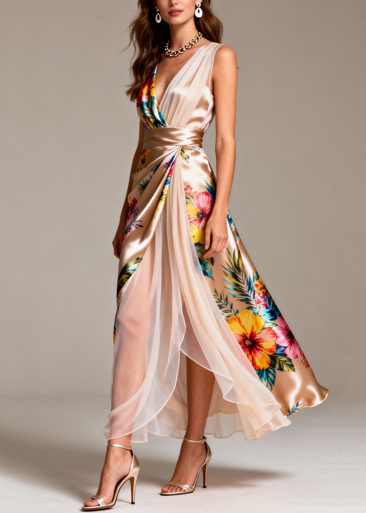 One Shoulder Sleeveless Ric Rac Trim Maxi Summer Dress - View 5
