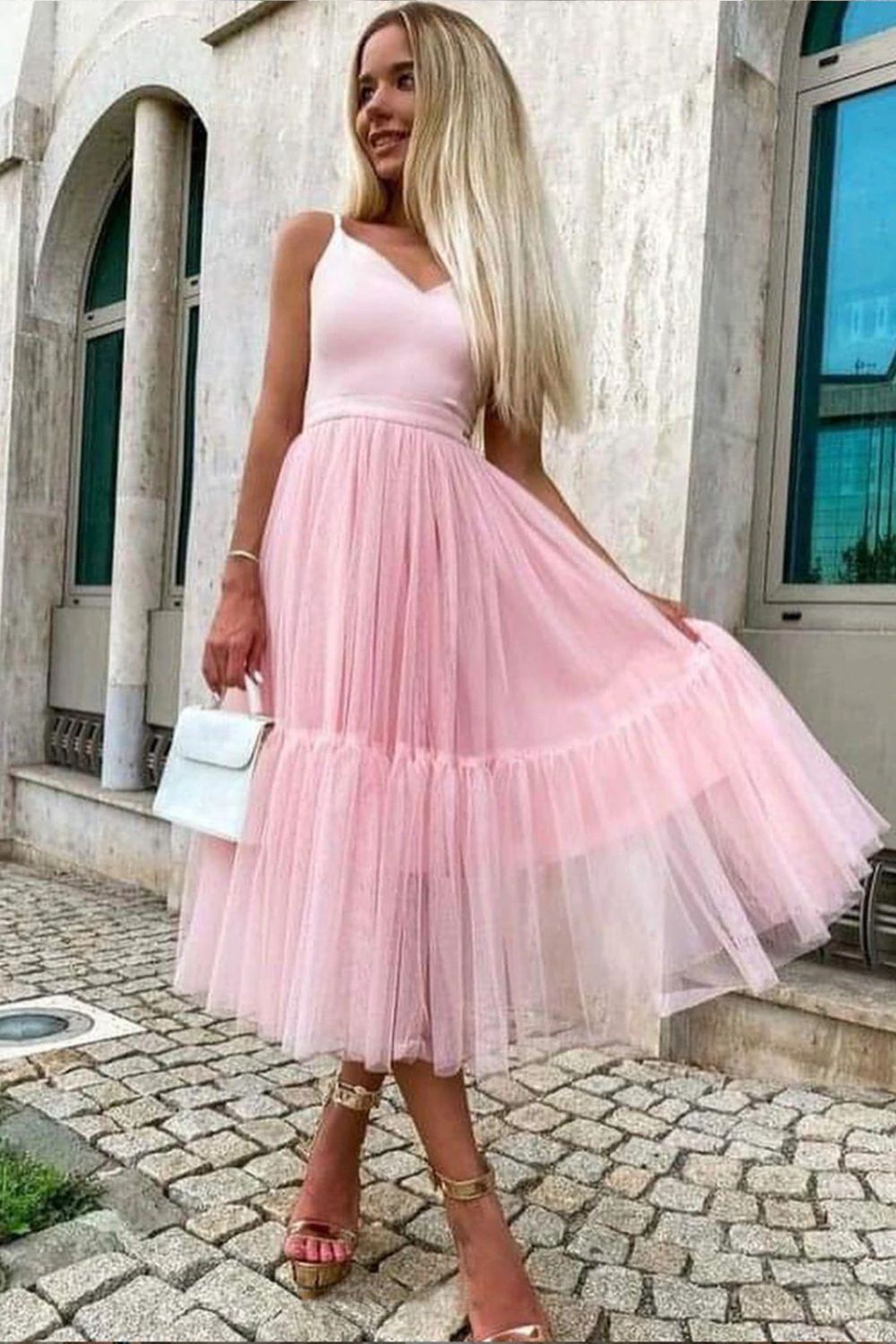 Charming A-line V-neck Spaghetti Straps Homecoming Dress - Fashionpara