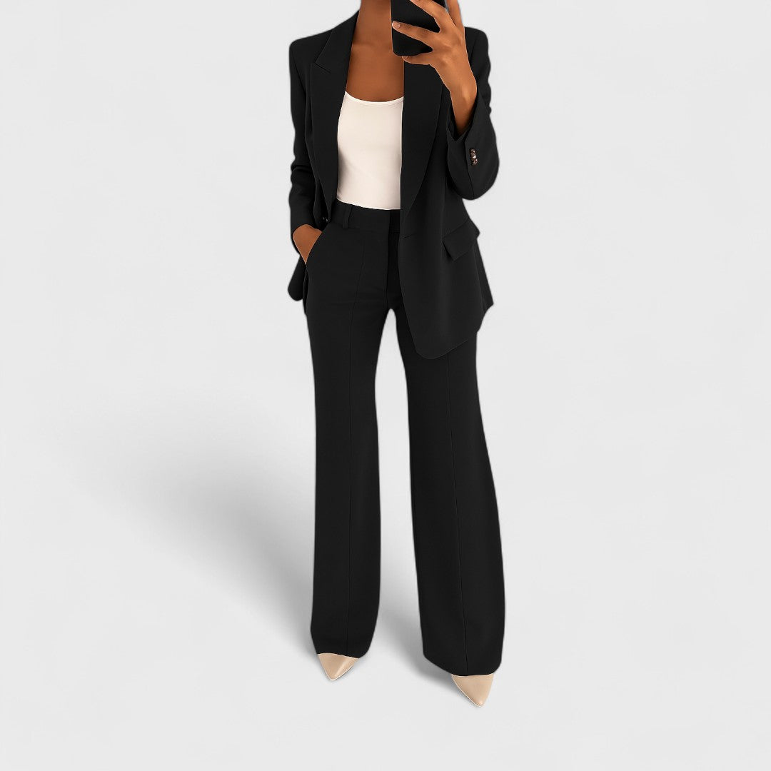 Single Button Blazer and Tapered Trousers Two Piece Set 7