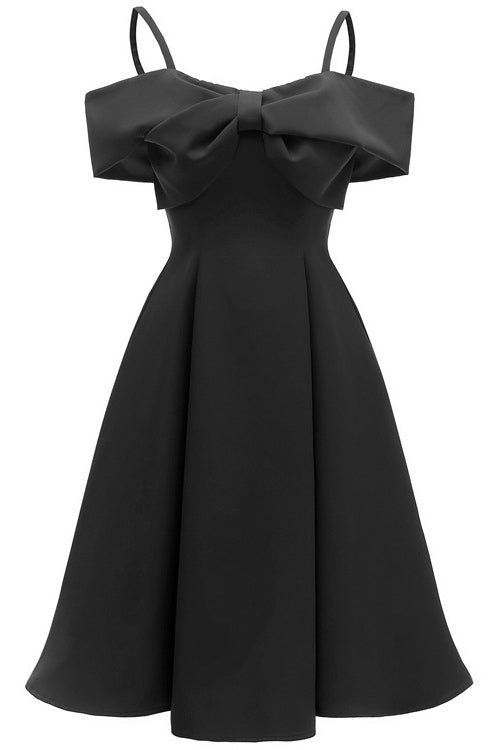 Chic Black Off-the-shoulder A-line Prom Dress