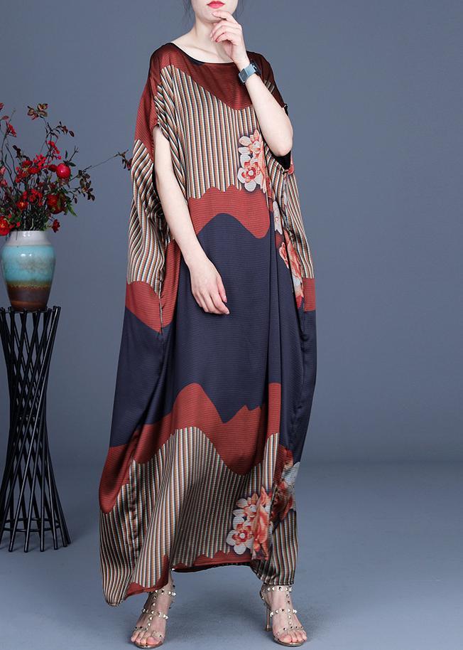 Patchwork Mixed Print Batwing Sleeve Open Side Kaftan Maxi Dress - View 2