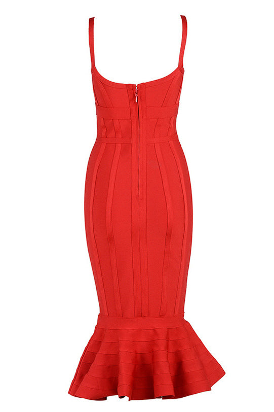 Chic Red Mermaid Party Cocktail Bandage Dress
