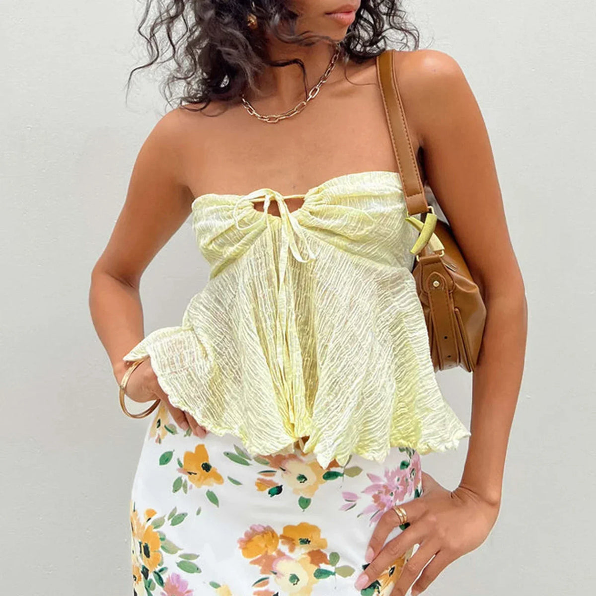 Ruffled Off-Shoulder Crop Top