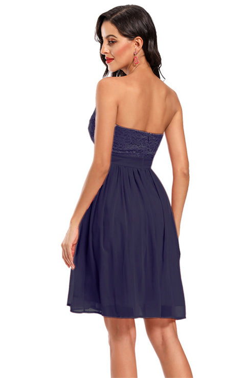 Lace Bodice Strapless Sweetheart A-Line Dress 3