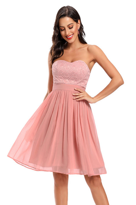 Lace Bodice Strapless Sweetheart A-Line Dress 4
