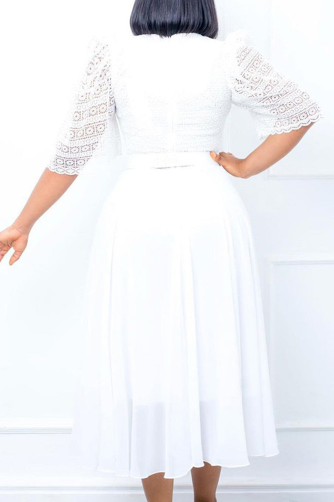 Chic Black A-Line Lace Short Sleeves Dress Fashionpara