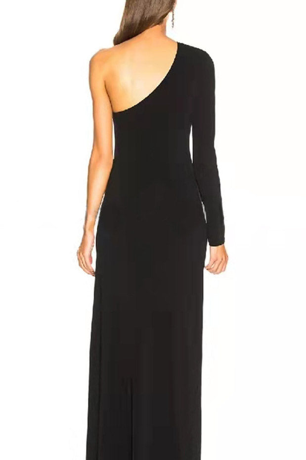 Chic Black One Sleeve Prom Gown Evening Dress Fashionpara
