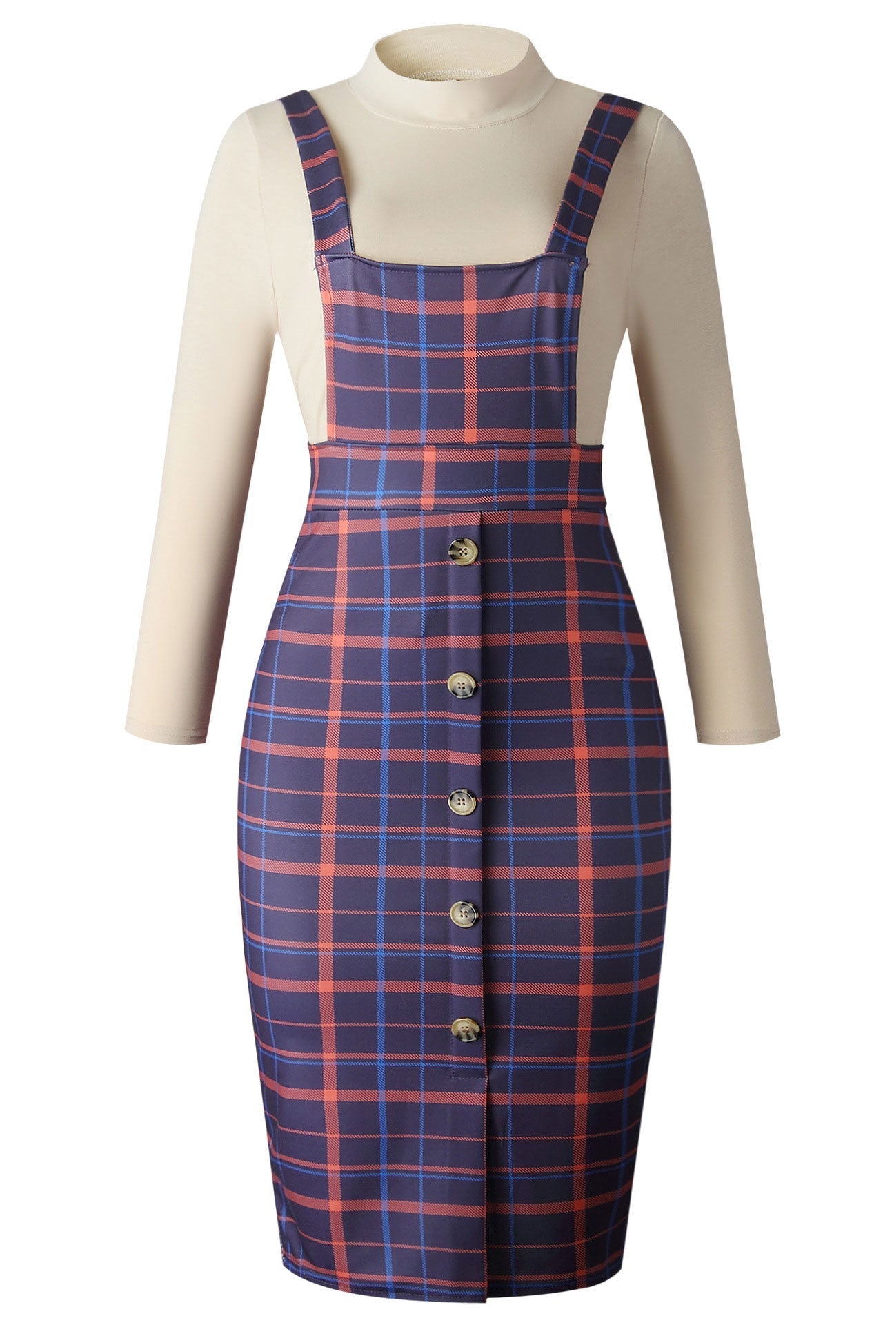 Chic Long Sleeve Short Plaid Dress Fashionpara