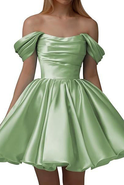 Chic Black Off-Shoulder A-Line Party Homecoming Dress