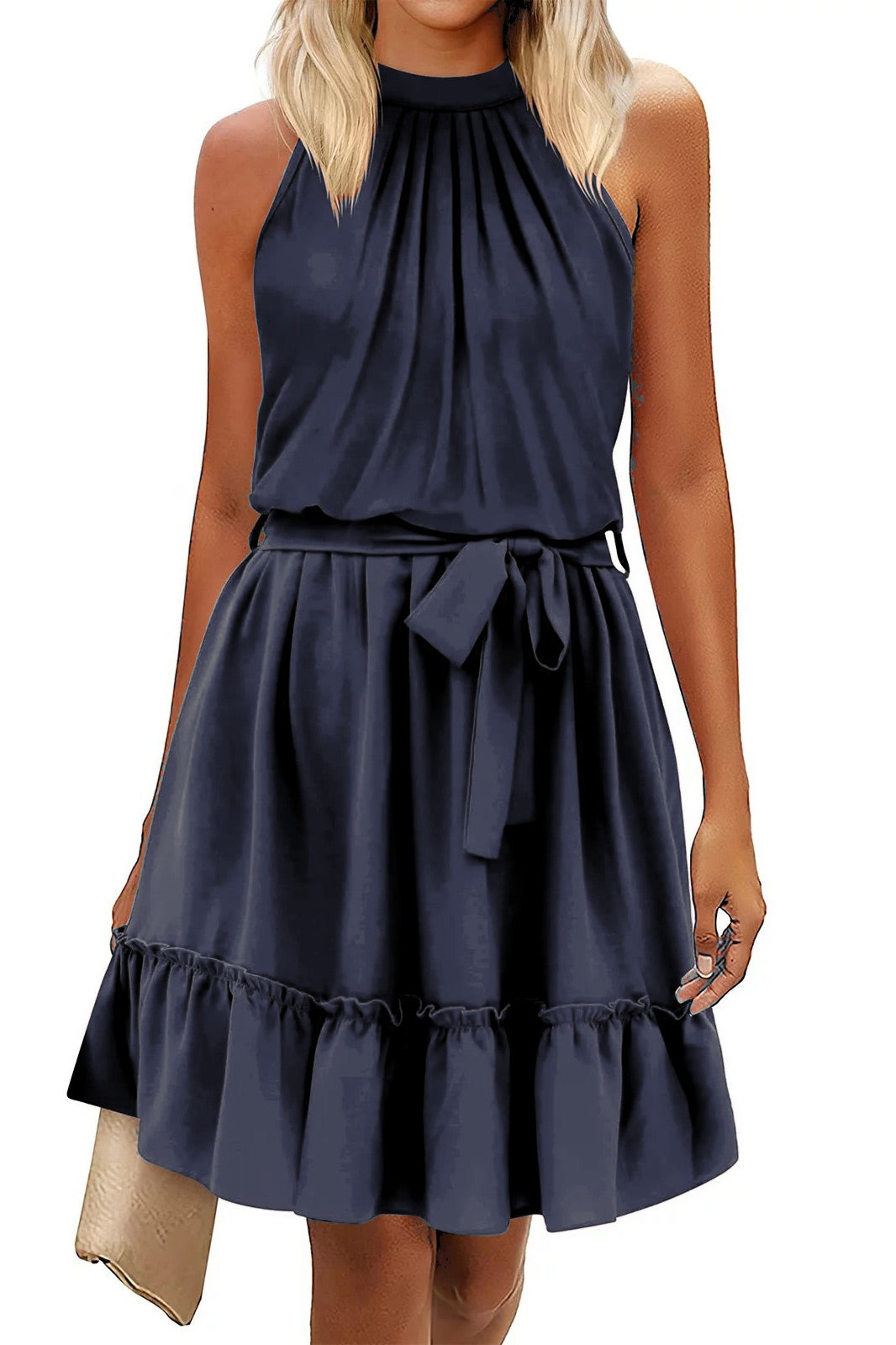 Short Burgundy Chiffon Sleeveless Summer Dress