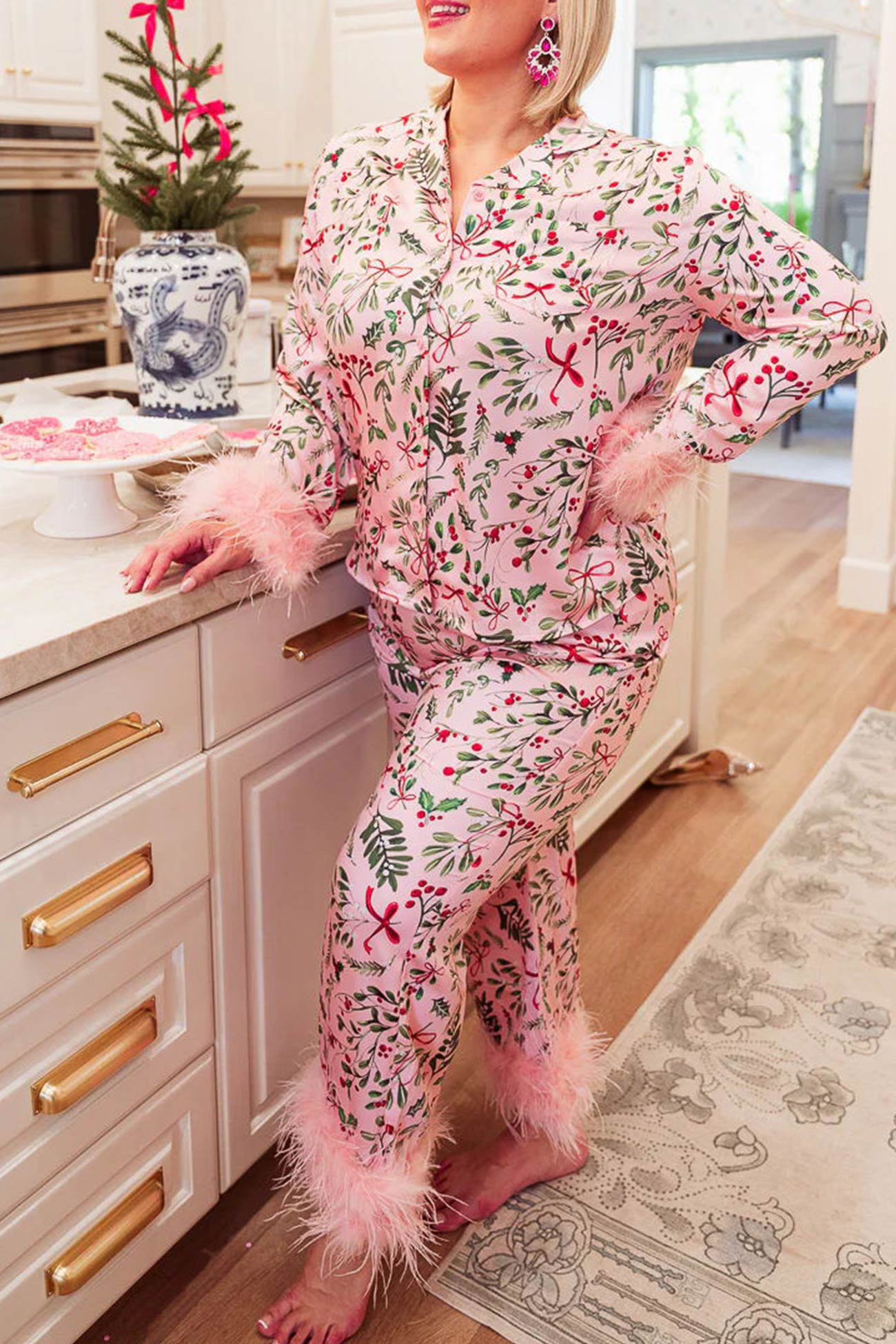 Christmas Printed Fuzzy Parent-child Outfits Loungewear