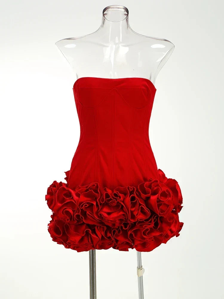 Strapless Corset Ruffle Hem Bodycon Mini Dress 2