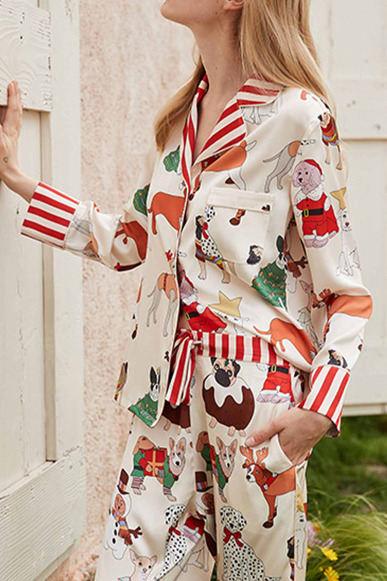 Christmas Dog Long Sleeve Long Pants Loungewear