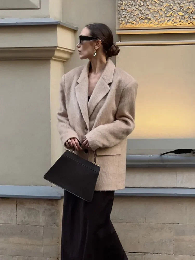 Solid Woolen Short Coat