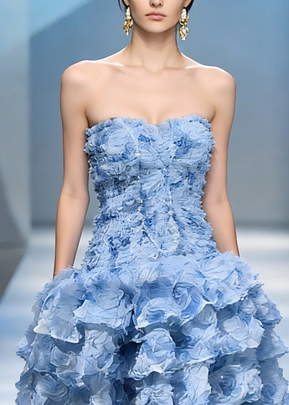 Strapless Sweetheart 3D Rosette Tiered Ruffle Fit and Flare Mini Dress - View 2