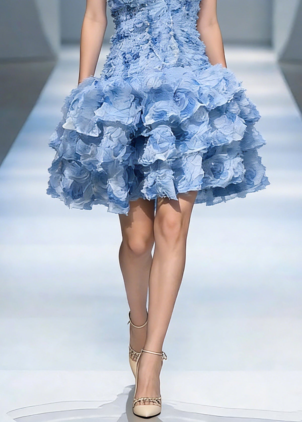 Strapless Sweetheart 3D Rosette Tiered Ruffle Fit and Flare Mini Dress - View 4