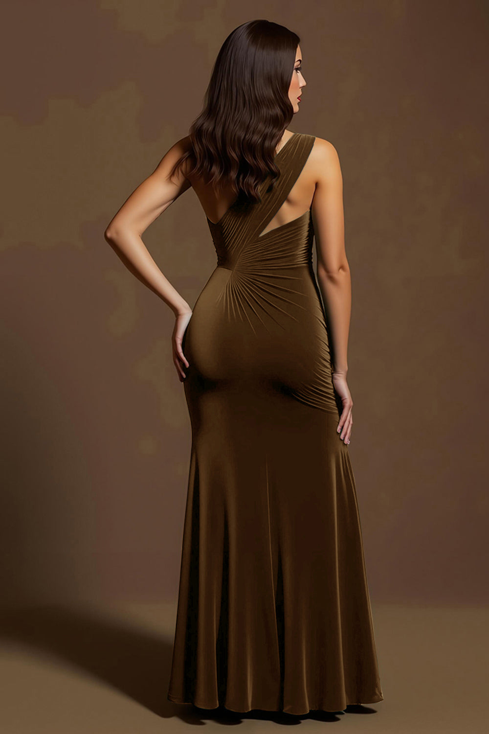 Dark Green Mermaid Velvet One Shoulder Long Holiday Party Dress with Slit