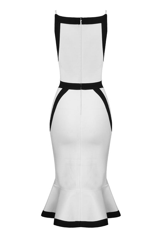 Color Block Sleeveless Mermaid Bandage Dress - Fashionpara