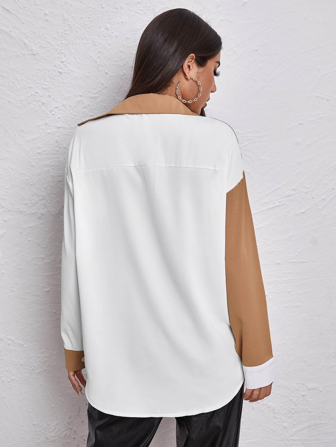 Colorblock Pocket Front Blouse - Fashionpara