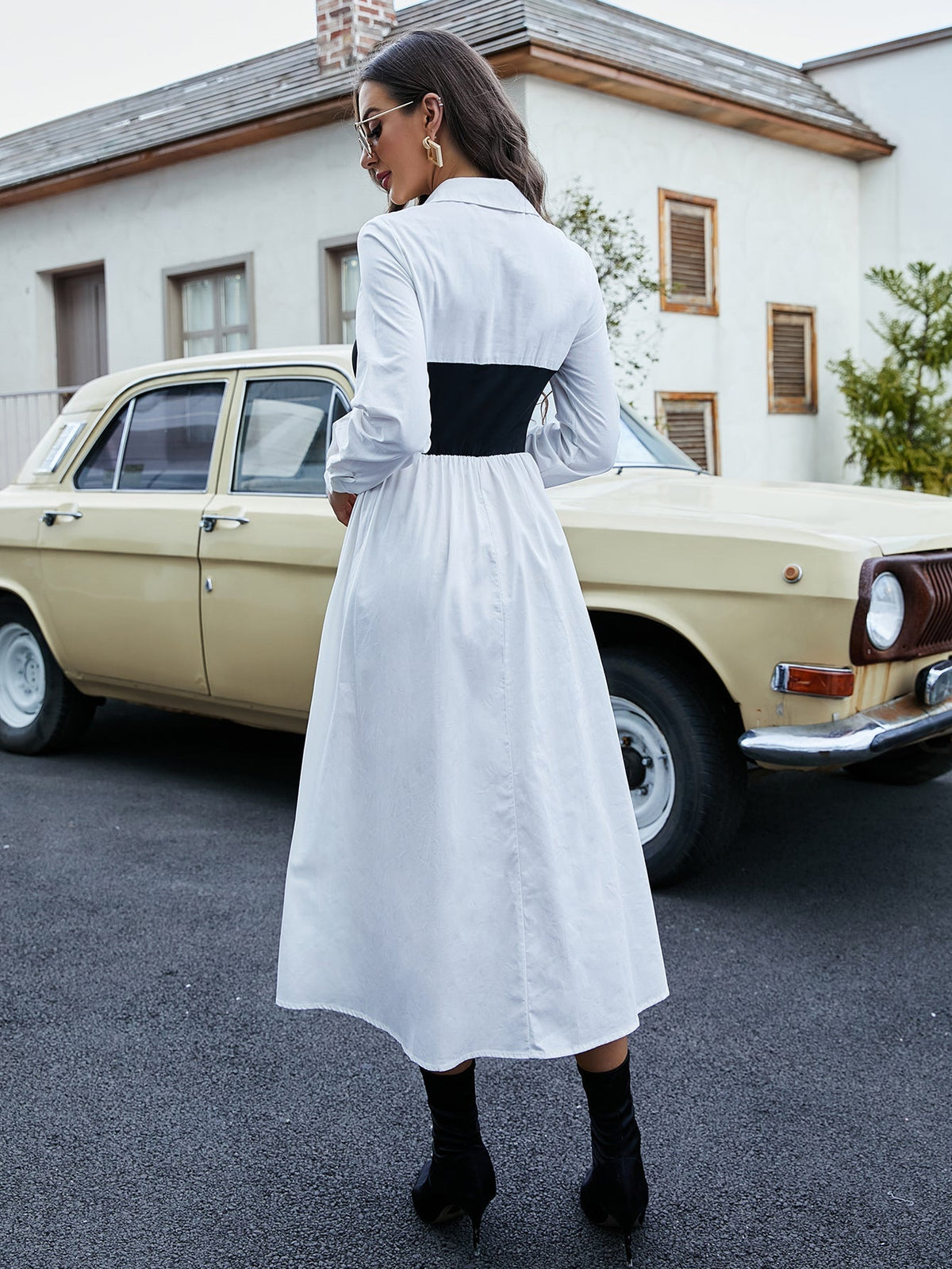 KittenAlarm - Colorblock Shirt Dress