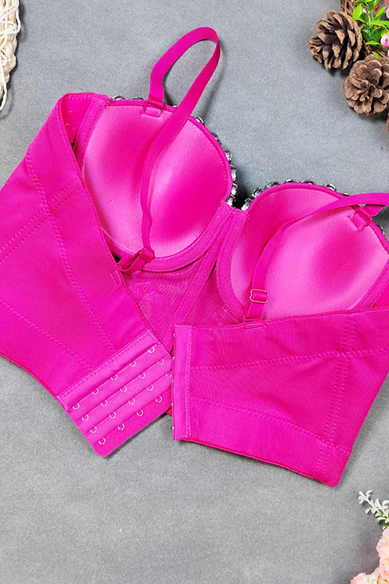 Colorful Rhinestone Corset Cami Top - Fashionpara