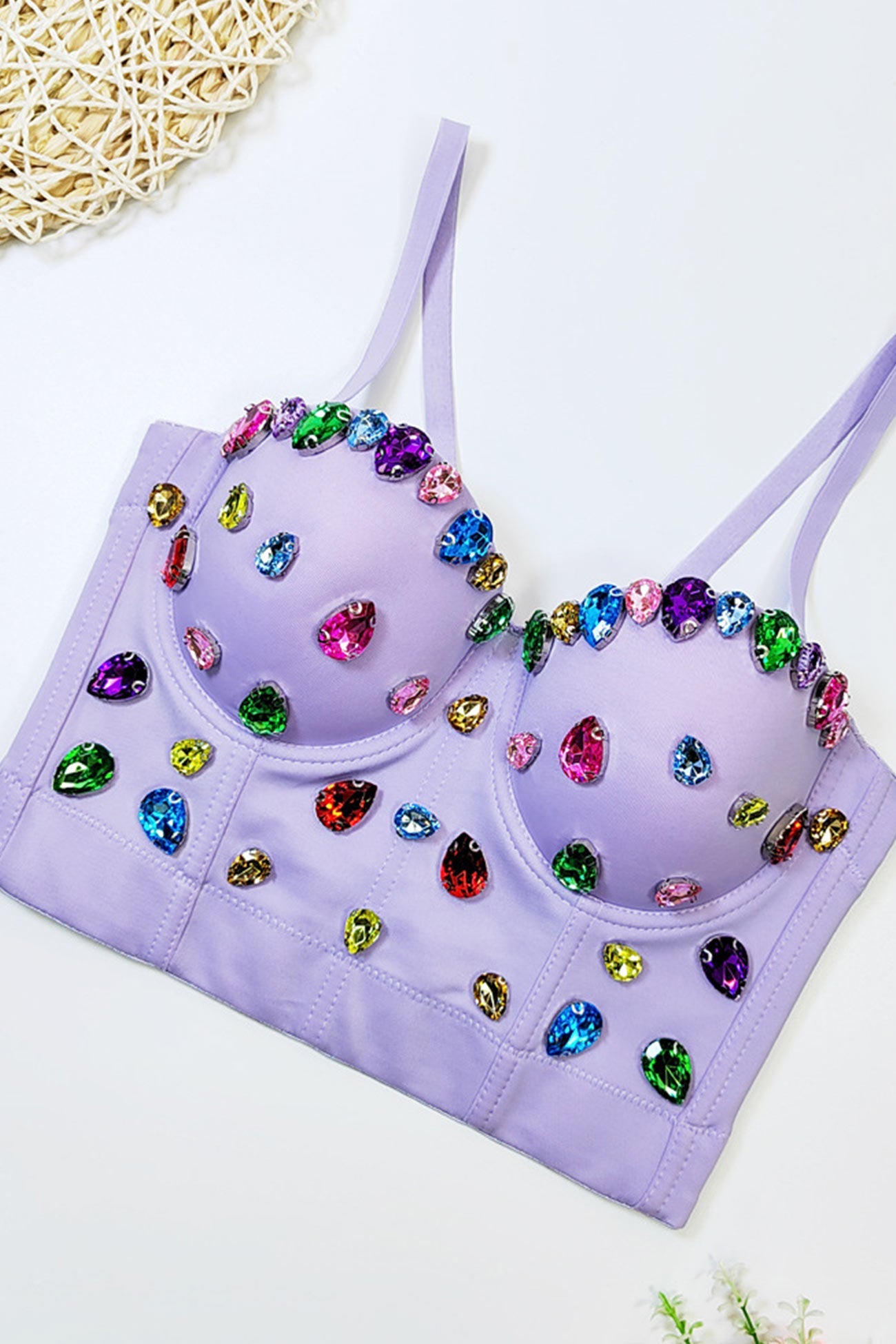 Colorful Rhinestone Corset Cami Top - Fashionpara